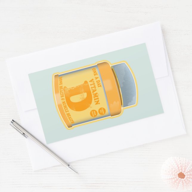 Sticker Rectangulaire Vitamine D capsules santé et bien-être (Enveloppe)