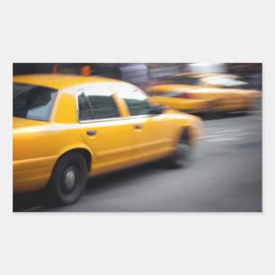 Sticker Rectangulaire Vitesse Yellow NY City Taxi Cab avec flou de mouve