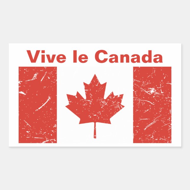 Sticker Rectangulaire Vive le Canada (Devant)