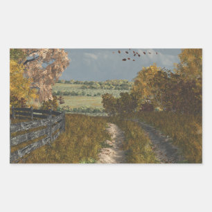 Sticker Rectangulaire Voie de campagne à l'automne