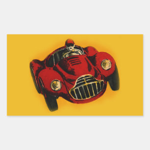 Sticker Rectangulaire Voiture de course automobile jaune rouge