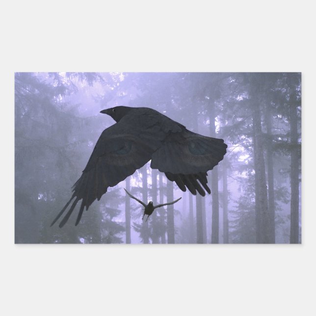 Sticker Rectangulaire Volant Ravins, Forêt & Eerie Eyes (Devant)