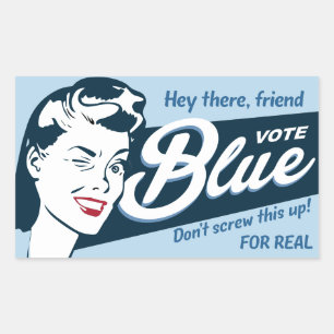 Sticker Rectangulaire Vote bleu   Funny rétro  