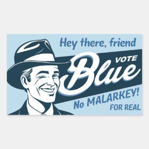 Sticker Rectangulaire Vote bleu   Retro Funny Guy  
