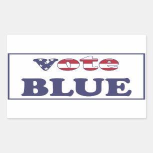 Sticker Rectangulaire Vote Blue - American Flag Typographie