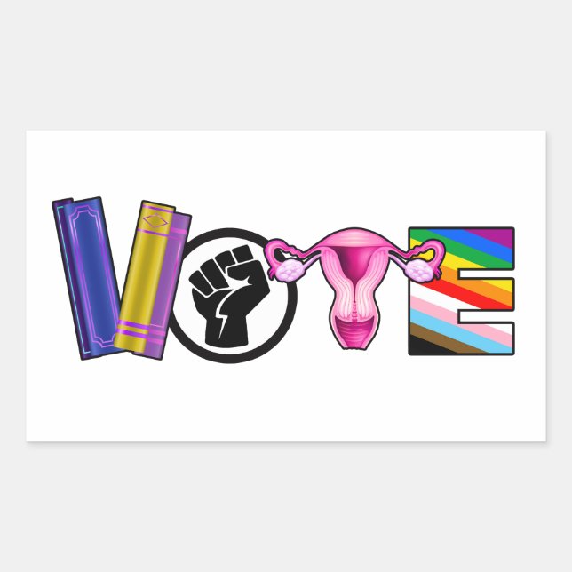 Sticker Rectangulaire Vote pour les droits de l'homme (Devant)
