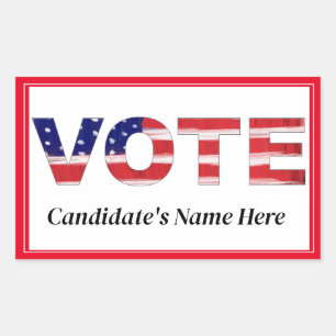 Sticker Rectangulaire Vote Texte dans les couleurs du drapeau Nom du can