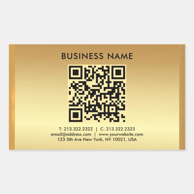 Sticker Rectangulaire Votre Modèle de code QR Gold du logo personnalisé (Devant)