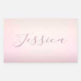 Sticker Rectangulaire Votre nom | Elegant Script Soft Ombre