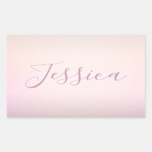 Sticker Rectangulaire Votre nom Elegant Script Soft Ombre
