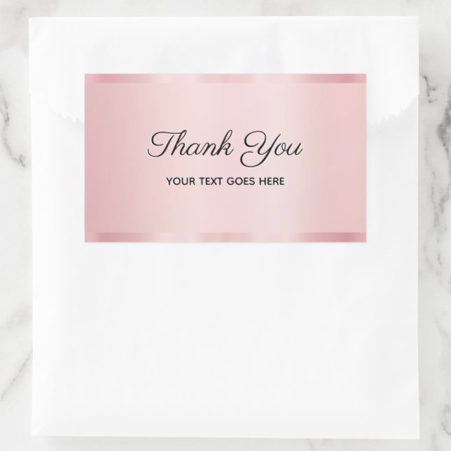 Sticker Rectangulaire Votre texte personnalisé Glam Rose Gold Script Mer (Sac)