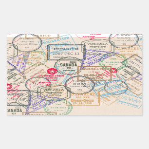 Sticker Rectangulaire Voyage de timbres de passeport
