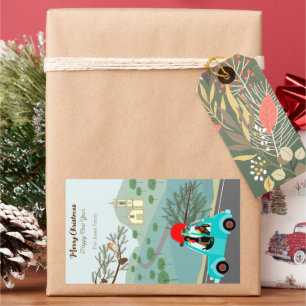 Sticker Rectangulaire Voyage festif de Noël du coq portugais