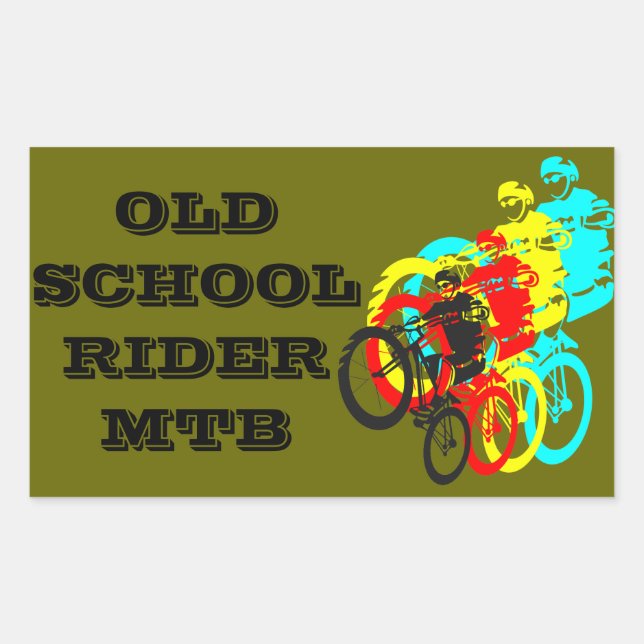 Sticker Rectangulaire VTT de la vieille école / VTT de l'essai (Devant)