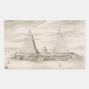 Sticker Rectangulaire Vue des pyramides près de la tombe des rois égypti