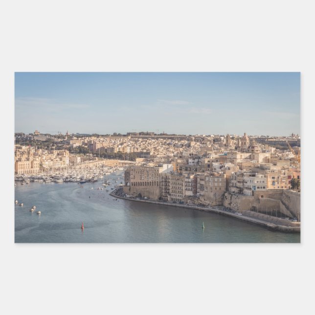 Sticker Rectangulaire Vue des trois villes, Malte (Devant)