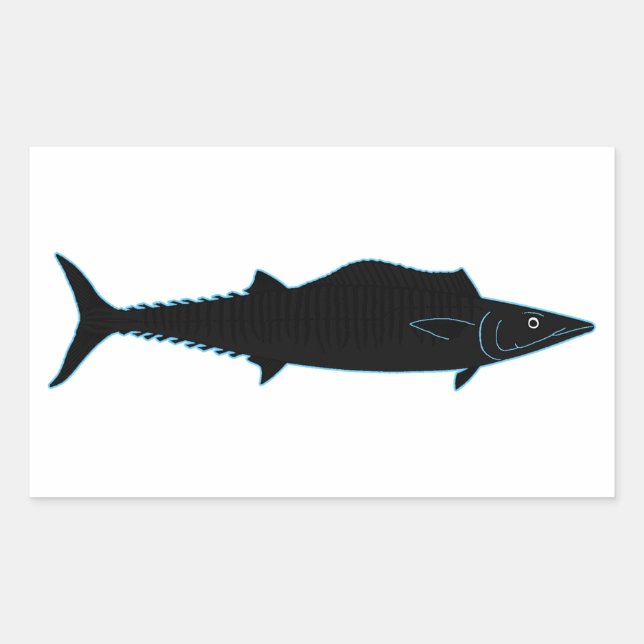 Sticker Rectangulaire Wahoo ! Icône Poisson (Devant)
