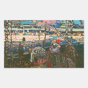 Sticker Rectangulaire Wassily Kandinsky Le Couple à Cheval Art Russe