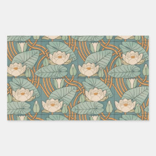 Sticker Rectangulaire Water Lys Lily Art Nouveau Nature
