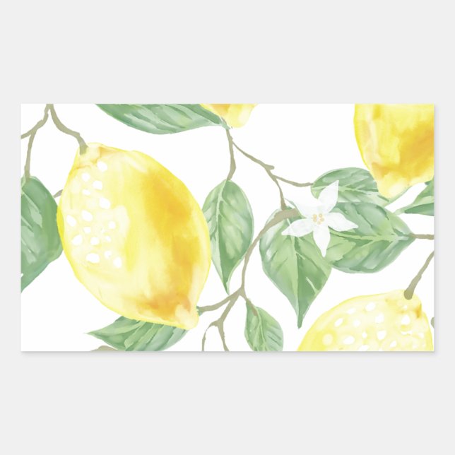 Sticker Rectangulaire Watercolor Lemon (Devant)