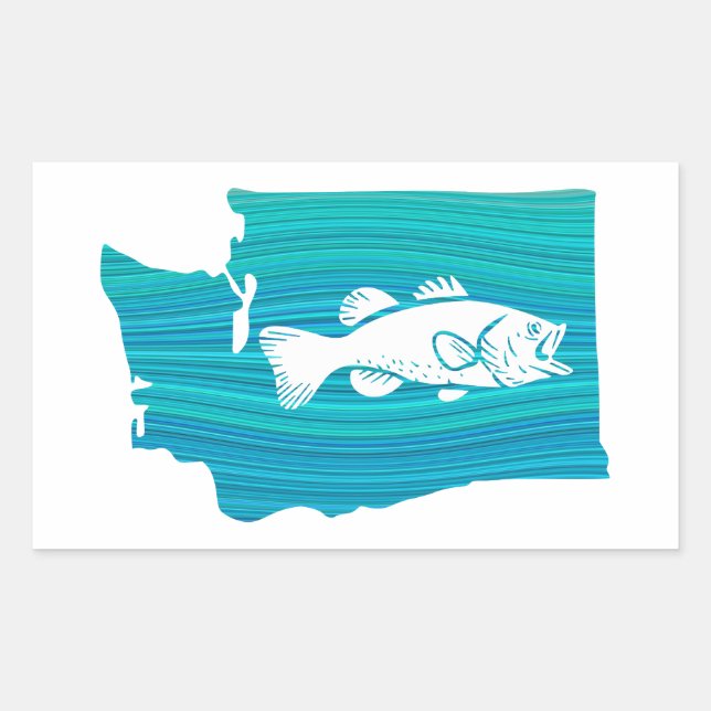 Sticker Rectangulaire Wave Fishing de l'État de Washington (Devant)