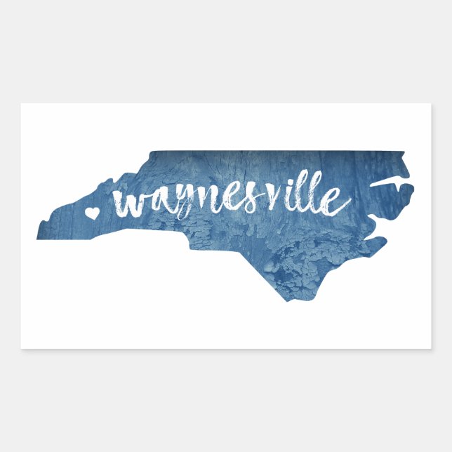 Sticker Rectangulaire Waynesville Caroline du Nord Grain de bois (Devant)