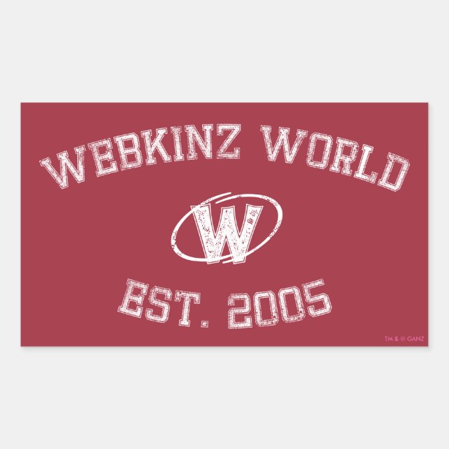 Sticker Rectangulaire Webkinz World Est. 2005 (Devant)
