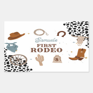 Sticker Rectangulaire Western First Rodeo Wild West Boy Premier annivers