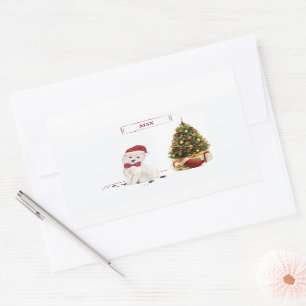 Sticker Rectangulaire Westin Funny Chien de Noël avec arbre