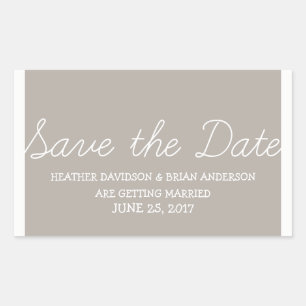 Sticker Rectangulaire Whimsy Save Date Stickers, Beige