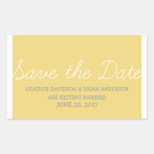 Sticker Rectangulaire Whimsy Save Date Stickers, Jaune