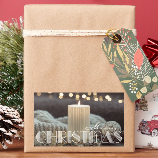 Sticker Rectangulaire White Candle Cozy Christmas (vacances)