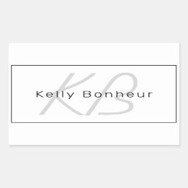Sticker Rectangulaire White Grey et Black | Cool Name & Monogram