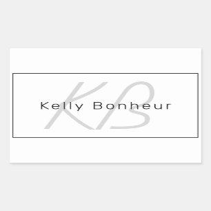 Sticker Rectangulaire White Grey et Black   Cool Name & Monogram