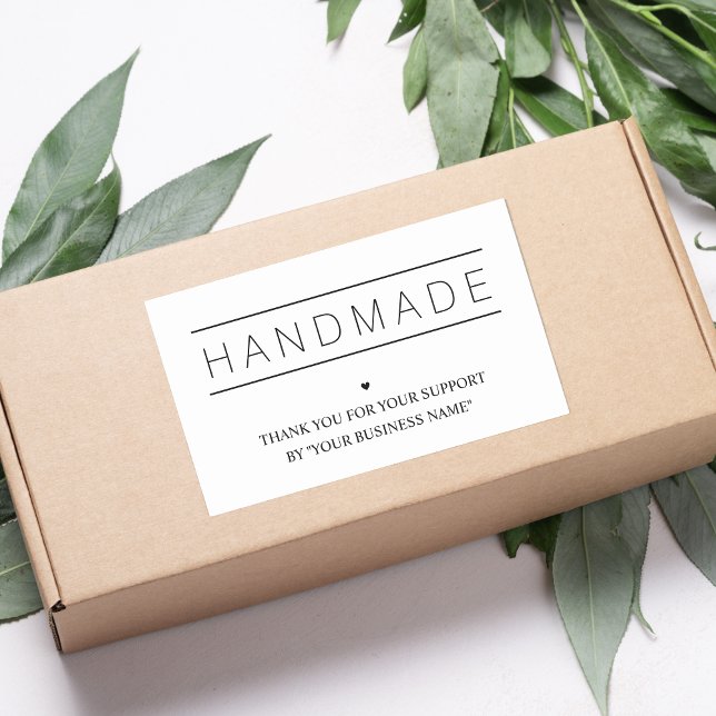 Sticker Rectangulaire White Minimalist Handmade Artisan Gratitude (Artisan Gratitude: White Minimalist Sticker for Small Handmade Businesses Sticker.)