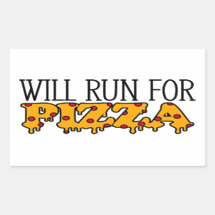Sticker Rectangulaire Will Run for Pizza