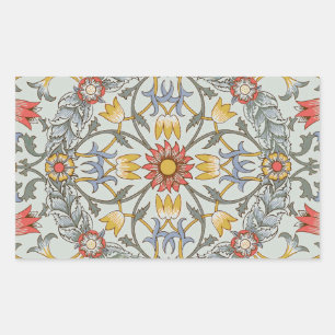 Sticker Rectangulaire William Morris Floral Circle Flower Illustration