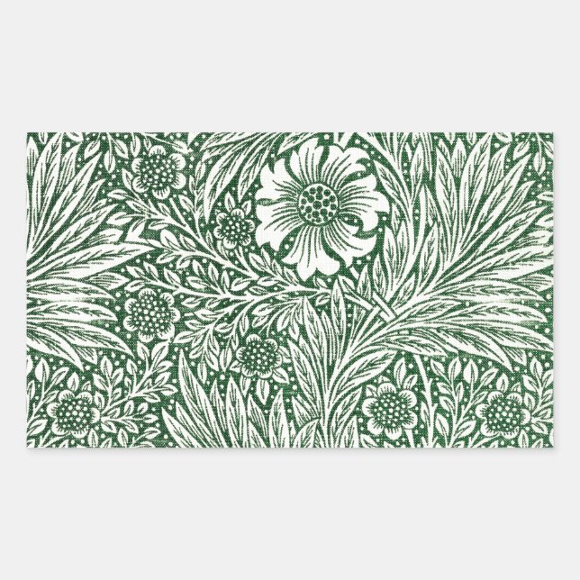 Sticker Rectangulaire william morris marigold fleurs vertes (Devant)
