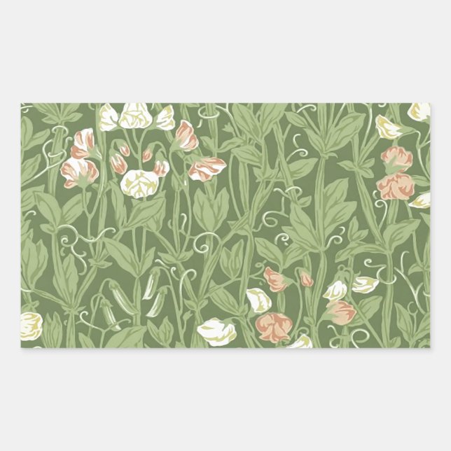 Sticker Rectangulaire William Morris Sweet Pea Floral Design (Devant)