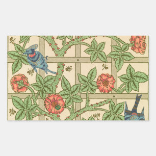 Sticker Rectangulaire William Morris Trellis Design classique de papier 