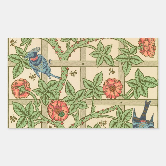 Sticker Rectangulaire William Morris Trellis Design classique de papier  (Devant)