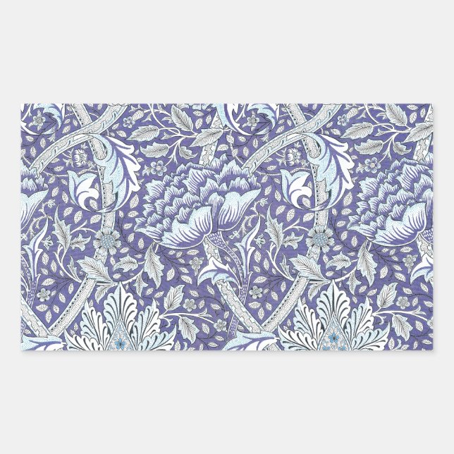 Sticker Rectangulaire William Morris Windrush fleurs bleues (Devant)