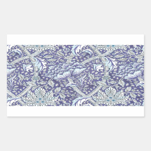Sticker Rectangulaire William Morris Windrush fleurs bleues