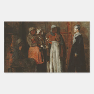 Sticker Rectangulaire Winslow Homer - Une visite de la vieille maîtresse