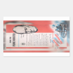 Sticker Rectangulaire Winston Churchill, Réimpression de l'affiche de B