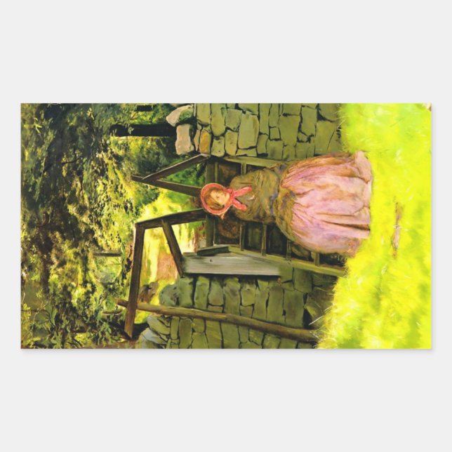 Sticker Rectangulaire Woman Waiting (par John Everett Millais) (Devant)