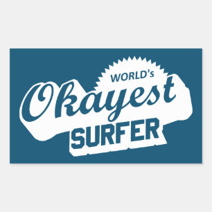 Sticker Rectangulaire Worlds Okayest Surfer