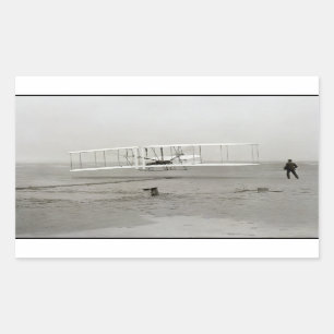 Sticker Rectangulaire Wright Brothers Flyer First Plane Flight Aviation
