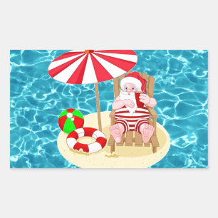 Sticker Rectangulaire xmas beach santa claus