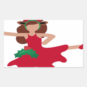 Sticker Rectangulaire xmas flamenco danseur émoji